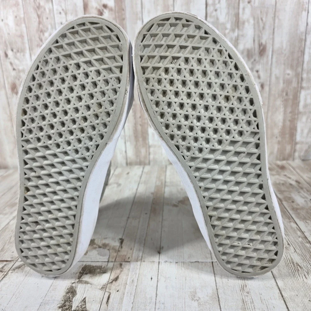 Vans Sk8-Hi White High Top Sneakers Womens 9 Mens 7.5 Canvas Leather Skate Shoes